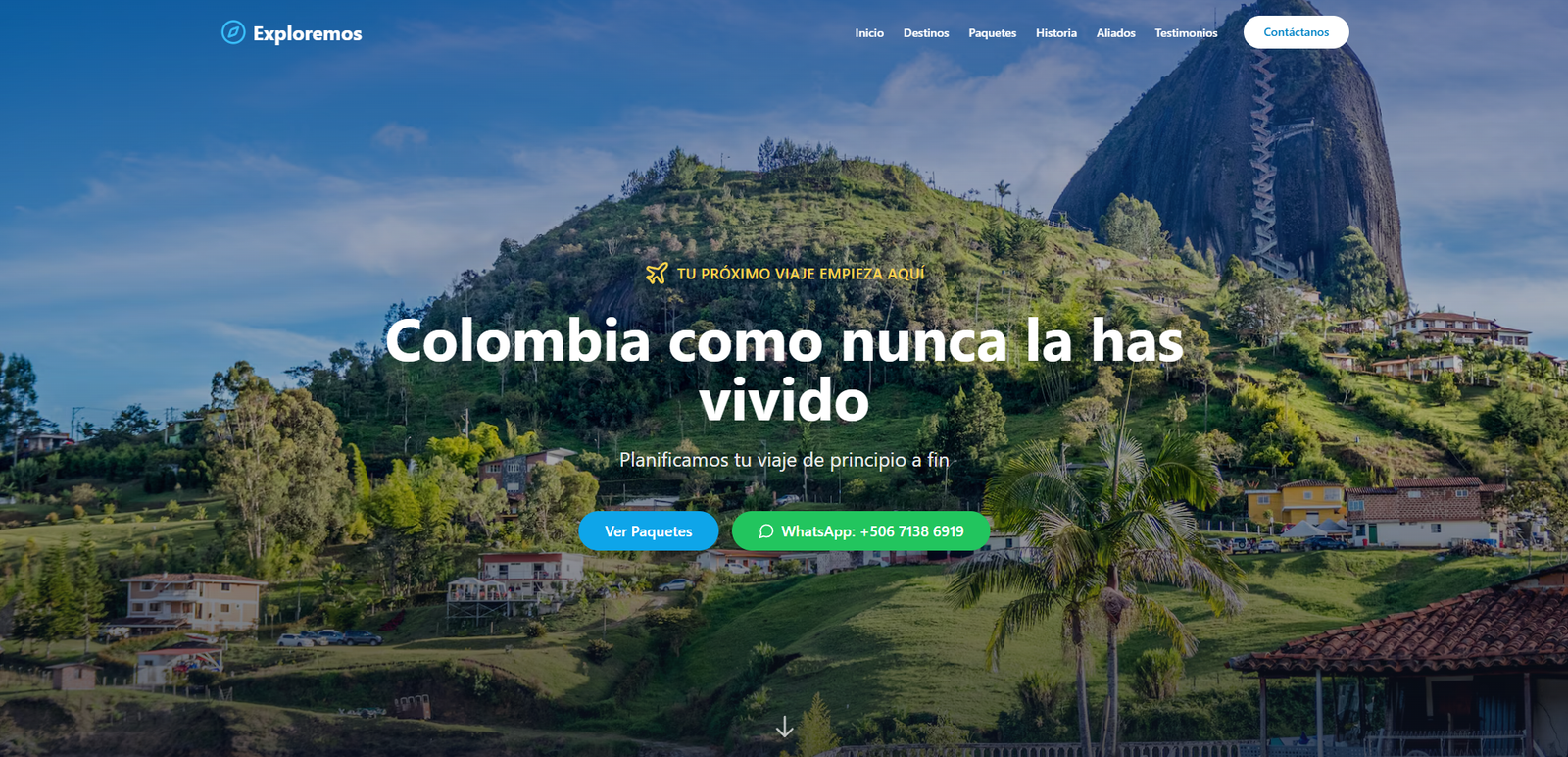 Explóremos Colombia — sitio web de agencia de viajes latinoamericanos